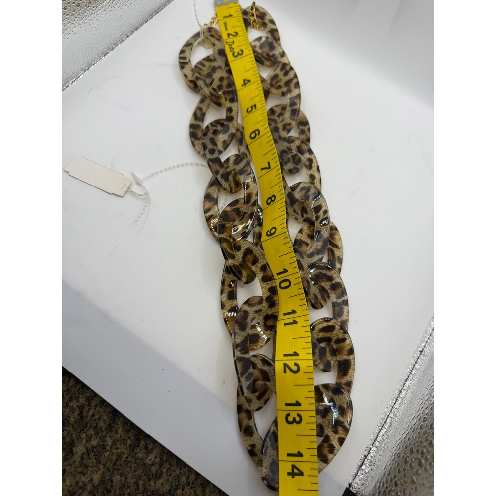Kenneth Jay Lane Couture Leopard Print Resin Link Necklace & 2 Bangle Set NWT - Picture 2 of 6
